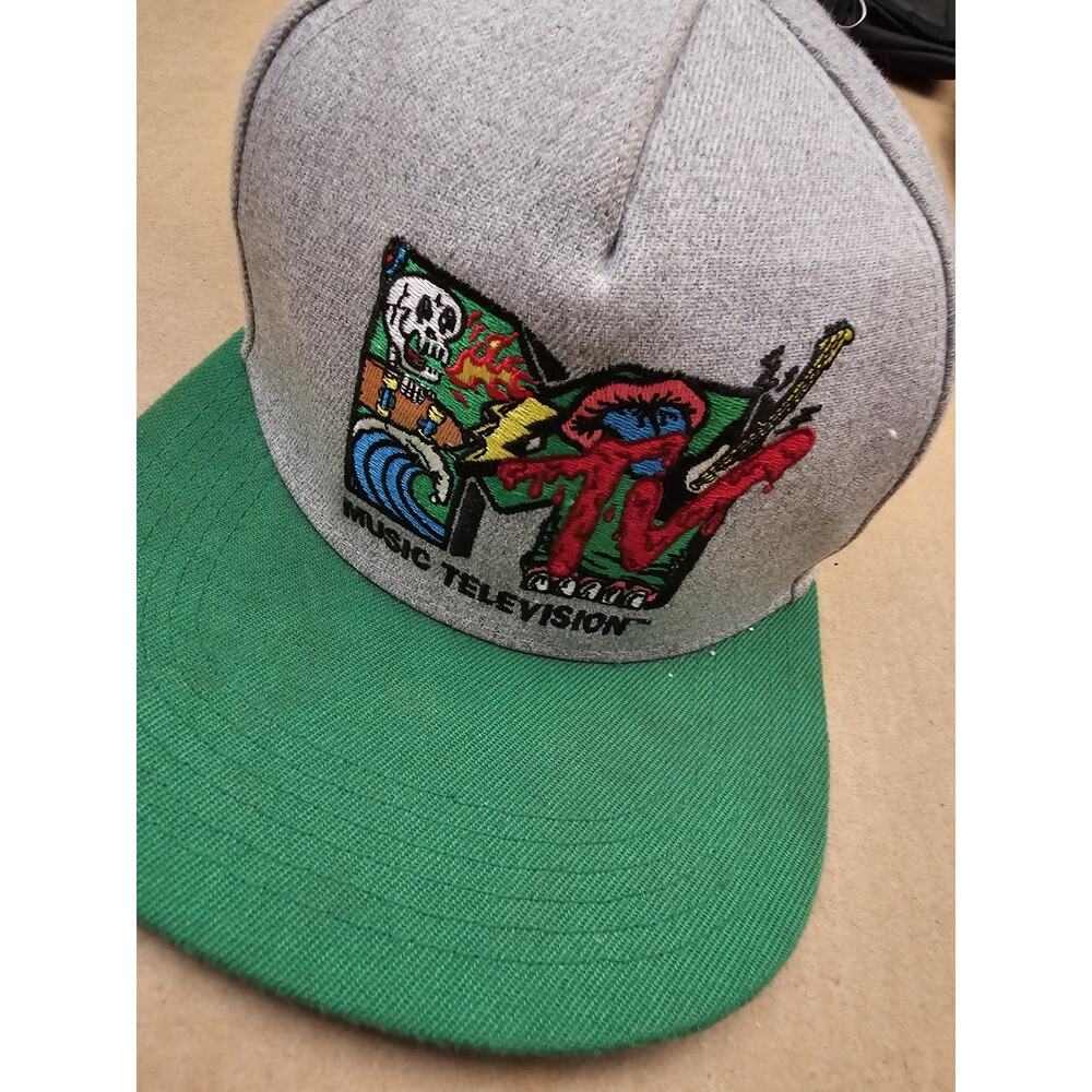 Vintage MTV Music Television Snapback Hat – Gray with Green Bill – Adjustable - Picture 4 of 7